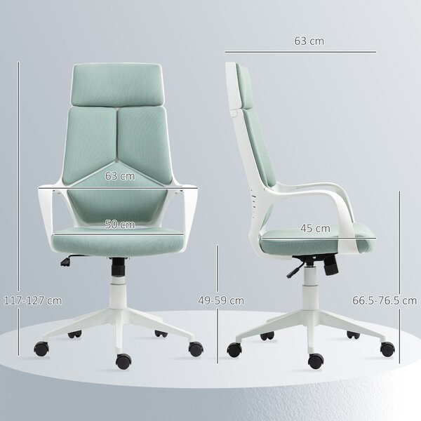 HOMCOM Scaun pentru Birou sau Gaming în Material Textil cu Spătar Înalt Verde | Aosom Romania