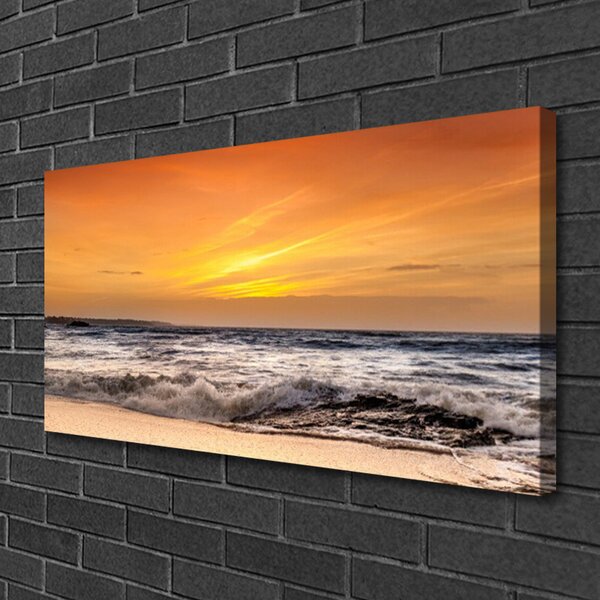 Tablou pe panza canvas Marea Peisaj Brun Gri Galben
