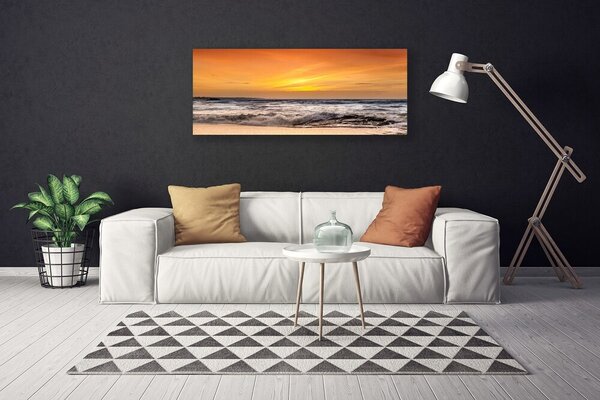 Tablou pe panza canvas Marea Peisaj Brun Gri Galben