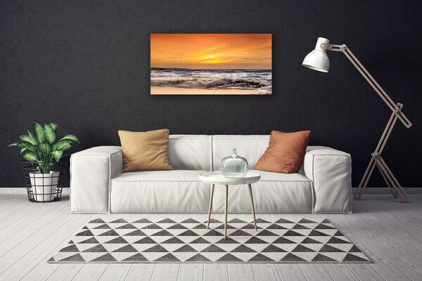Tablou pe panza canvas Marea Peisaj Brun Gri Galben