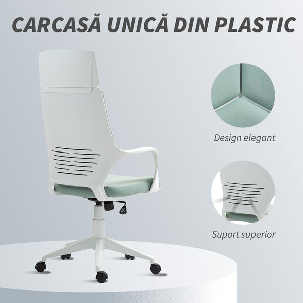 HOMCOM Scaun pentru Birou sau Gaming în Material Textil cu Spătar Înalt Verde | Aosom Romania
