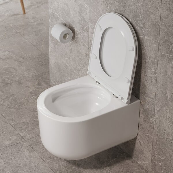 Cersanit Intro vas wc cu capac soft-close agăţat fără margine cu spălare turbionară alb lucios S4038-001