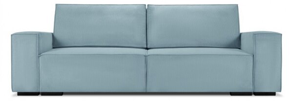 Canapea 3 locuri extensibila Eveline cu tapiterie reiata, albastru deschis