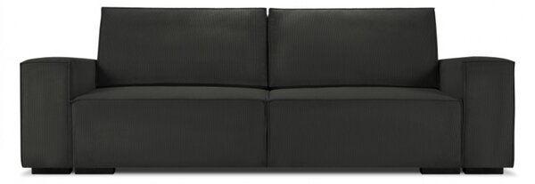 Canapea 3 locuri extensibila Eveline cu tapiterie reiata, negru