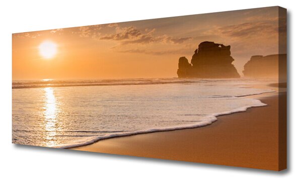 Tablou pe panza canvas Sea Sun Beach Peisaj Brun Galben Alb