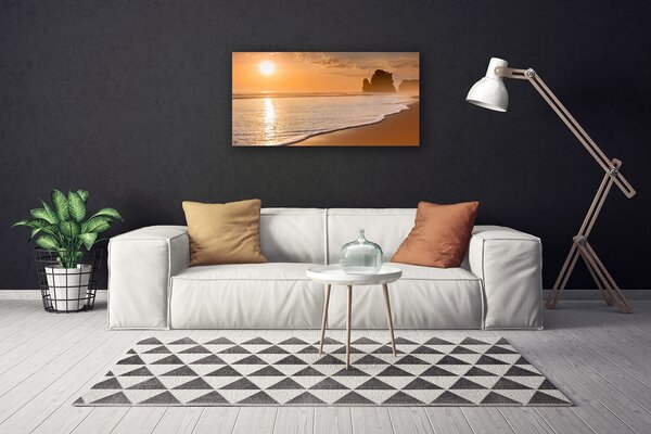 Tablou pe panza canvas Sea Sun Beach Peisaj Brun Galben Alb