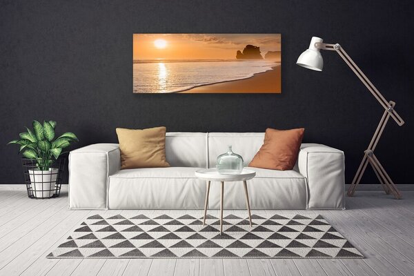 Tablou pe panza canvas Sea Sun Beach Peisaj Brun Galben Alb