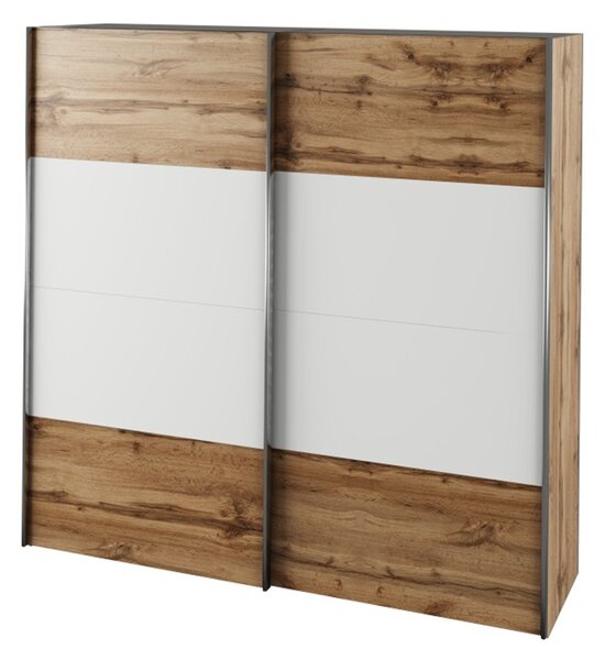 KONDELA Set dormitor (pat 160x200 cm), stejar wotan/alb, GABRIELA NEW