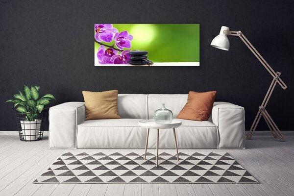 Tablou pe panza canvas Pietrele florale flori roz negru