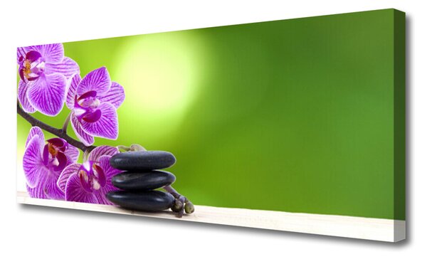 Tablou pe panza canvas Pietrele florale flori roz negru