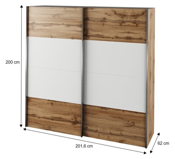 KONDELA Set dormitor (pat 160x200 cm), stejar wotan/alb, GABRIELA NEW