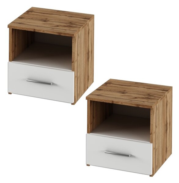 KONDELA Set dormitor (pat 160x200 cm), stejar wotan/alb, GABRIELA NEW