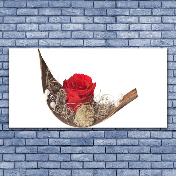 Tablou pe sticla Rose Floral Red