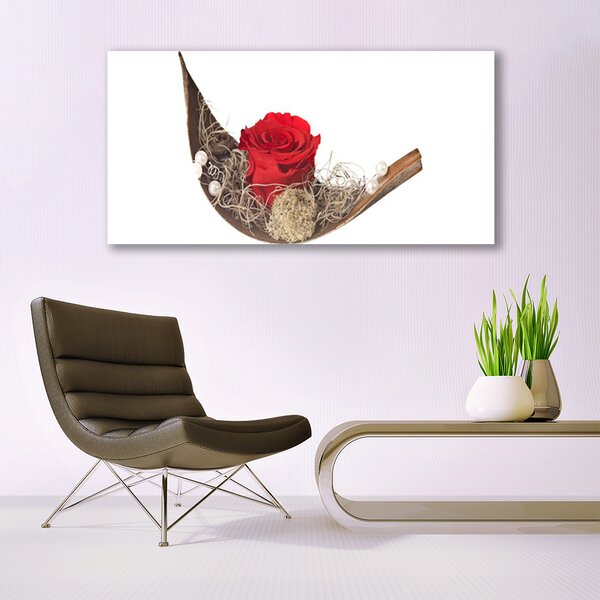 Tablou pe sticla Rose Floral Red