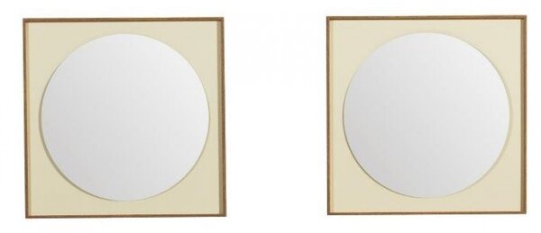 Oglinda dubla Circle, Heinner, 60 x 10 x 60 cm, MDF/sticla, crem/maro