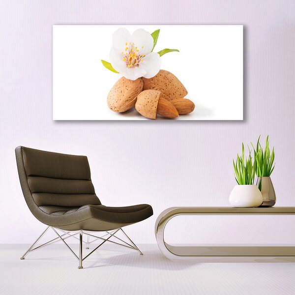 Tablou pe panza canvas Flower Fisticul Floral Alb Brun