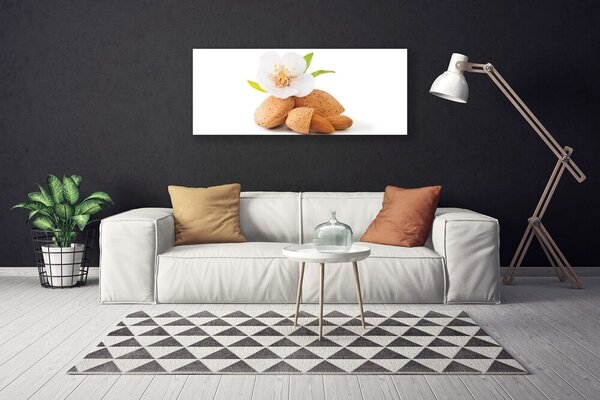 Tablou pe panza canvas Flower Fisticul Floral Alb Brun