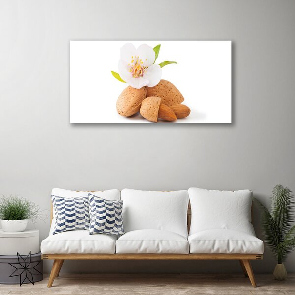 Tablou pe panza canvas Flower Fisticul Floral Alb Brun