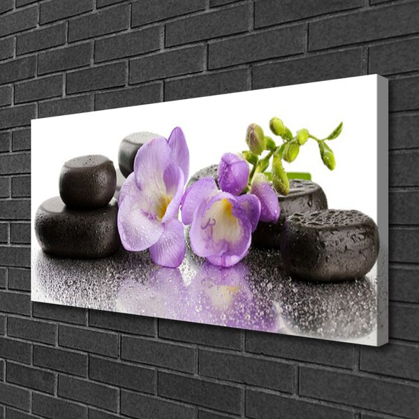 Tablou pe panza canvas Pietrele de flori Arta roz negru