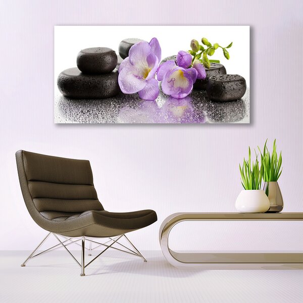Tablou pe panza canvas Pietrele de flori Arta roz negru
