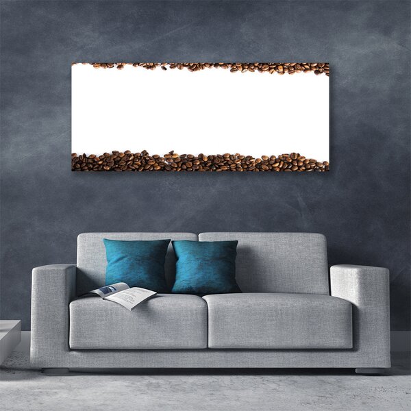 Tablou pe panza canvas Boabe de cafea Bucatarie Brun Alb