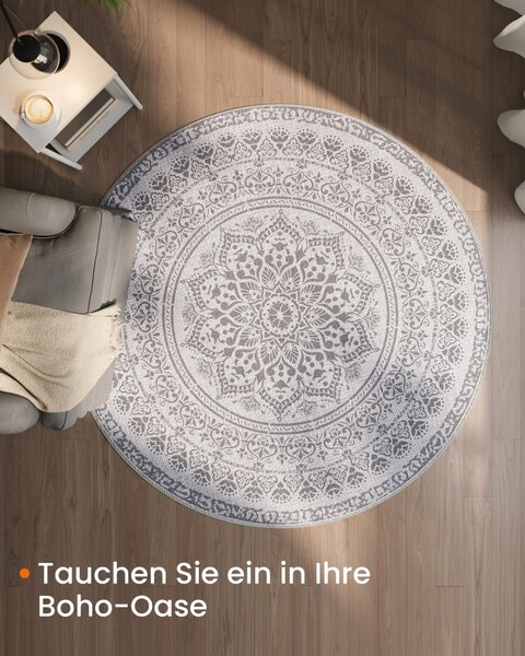 Covor rotund Songmics Bej 160x160 cm