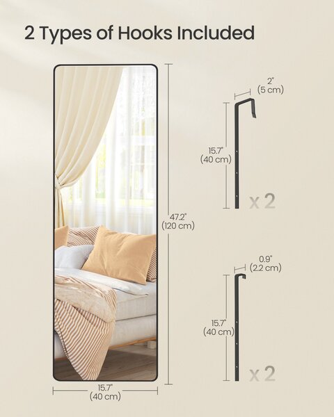 Oglinda de podea Negru Songmics 120x40x1.3 cm