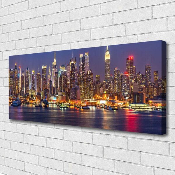 Tablou pe panza canvas Oraș Case Violet Galben Maro