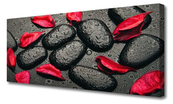 Tablou pe panza canvas Petale Stones Art Red Gray