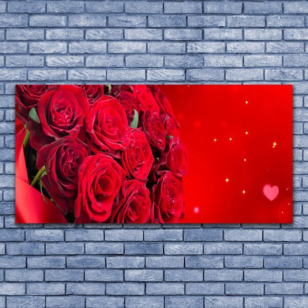 Tablou pe sticla Trandafiri Floral Red