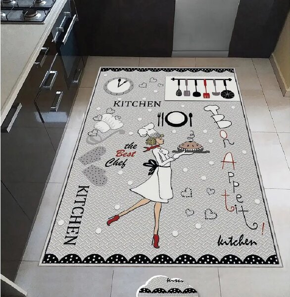 Covor de bucătărie Best Chef, 80x200 cm, imprimeu digital, antiderapant, multicolor