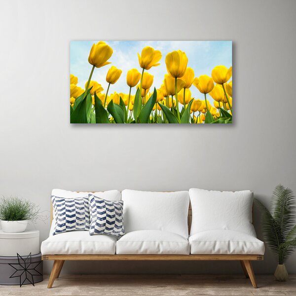 Tablou pe panza canvas Lalele Floral Galben Verde