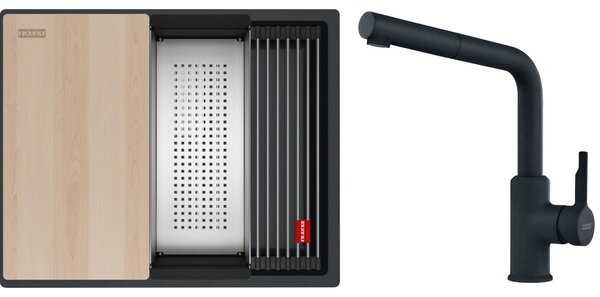 Set chiuvetă din granit Franke Kanon 125.0749.661, baterie bucătărie Franke Urban 115.0627.523