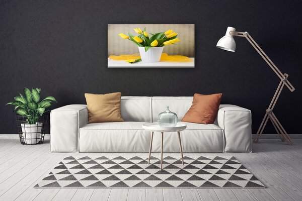 Tablou pe panza canvas Lalele Floral Galben Verde
