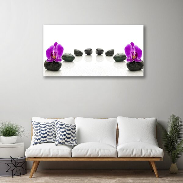 Tablou pe panza canvas Pietrele de flori Arta roz negru