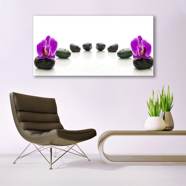 Tablou pe panza canvas Pietrele de flori Arta roz negru