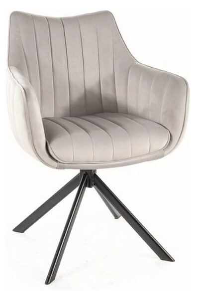 Scaun rotativ AZALIA, gri deschis/negru, stofa catifelata/metal, 61x44