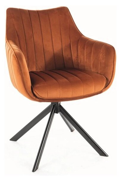 Scaun rotativ AZALIA, caramiziu/negru, stofa catifelata/metal, 61x44x8