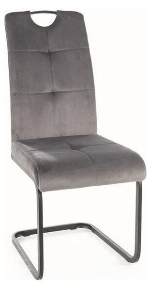 Scaun AXO, gri/negru, stofa catifelata/metal, 43x47x101 cm
