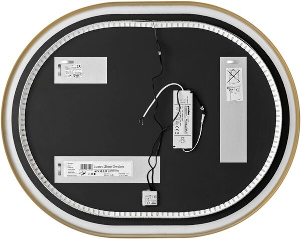 Comad Apollo 2 oglindă 70x90 cm oval cu iluminare auriu LUSTRO APOLLO 2 900X700