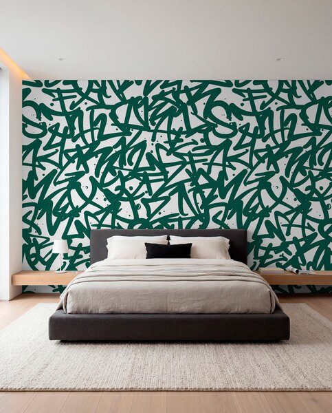 Tapet Graffiti Emoții: Verde, Fototapet Modele, u99087 : Uwalls.ro