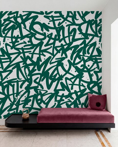 Tapet Graffiti Emoții: Verde, Fototapet Modele, u99087 : Uwalls.ro