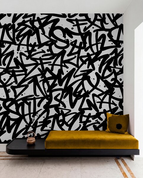 Tapet Graffiti Emoții: Negru, Fototapet alb-negru, u99087v3 : Uwalls.ro