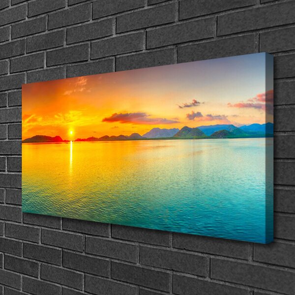 Tablou pe panza canvas Sea Sun Peisaj Albastru Galben