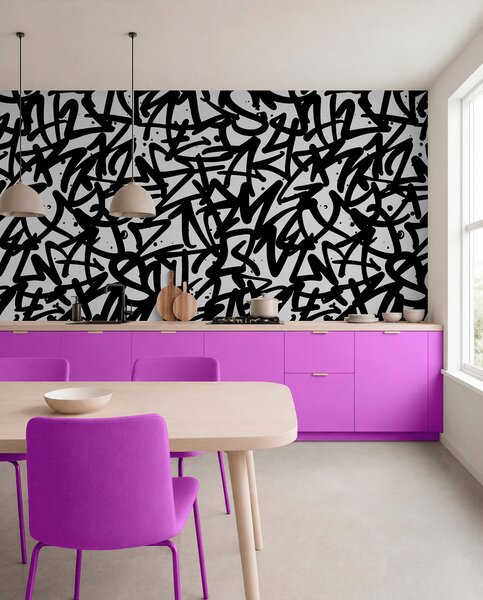 Tapet Graffiti Emoții: Negru, Fototapet alb-negru, u99087v3 : Uwalls.ro