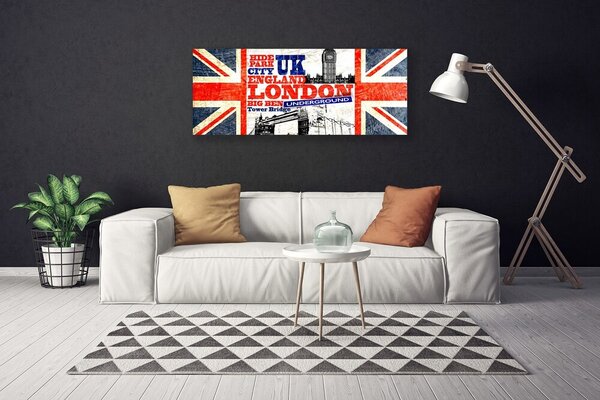 Tablou pe panza canvas Londra Flag Arta Albastru Alb Roșu Gri
