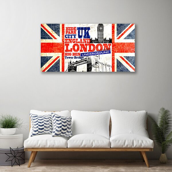 Tablou pe panza canvas Londra Flag Arta Albastru Alb Roșu Gri