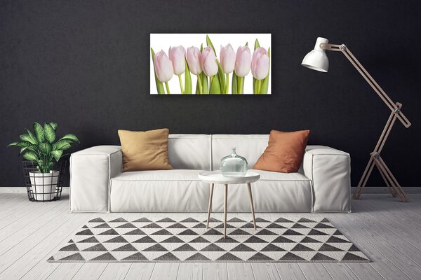 Tablou pe panza canvas Lalele Floral Roz Verde