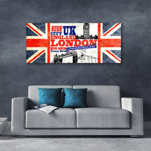 Tablou pe panza canvas Londra Flag Arta Albastru Alb Roșu Gri