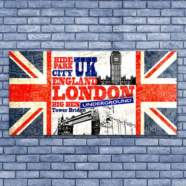 Tablou pe panza canvas Londra Flag Arta Albastru Alb Roșu Gri